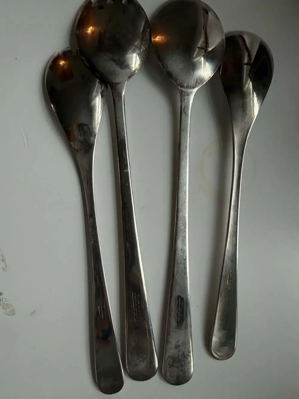 Vintage Silver Plated Sheffield England Salad Serving Utensils Set of 4